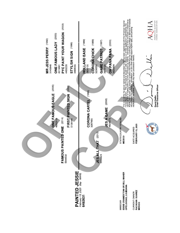 Certificado AQHA
